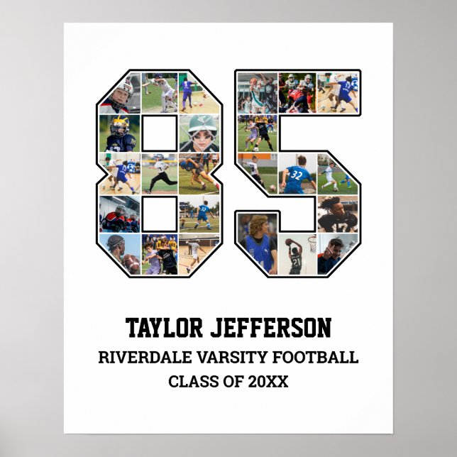 Spelarnummer 85 Senior Sports Team Photo Collage Poster (Framsidan)
