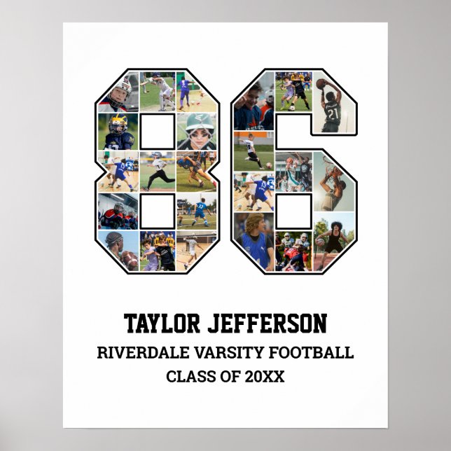 Spelarnummer 86 Senior Sports Team Photo Collage Poster (Framsidan)
