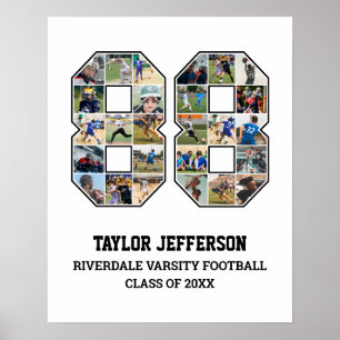 Spelarnummer 88 Senior Sports Team Photo Collage Poster