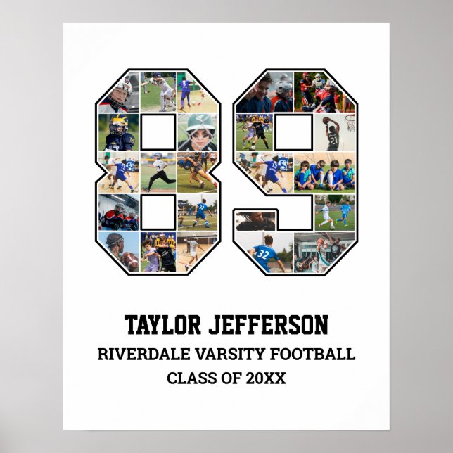 Spelarnummer 89 Senior Sports Team Photo Collage Poster (Framsidan)