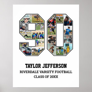 Spelarnummer 90 Senior Sports Team Photo Collage Poster