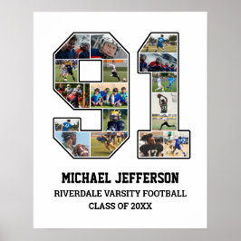 Spelarnummer 91 Senior Sports Team Photo Collage Poster