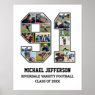 Spelarnummer 91 Senior Sports Team Photo Collage Poster