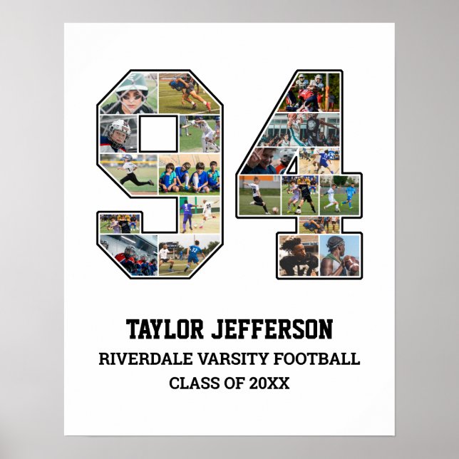 Spelarnummer 94 Senior Sports Team Photo Collage Poster (Framsidan)