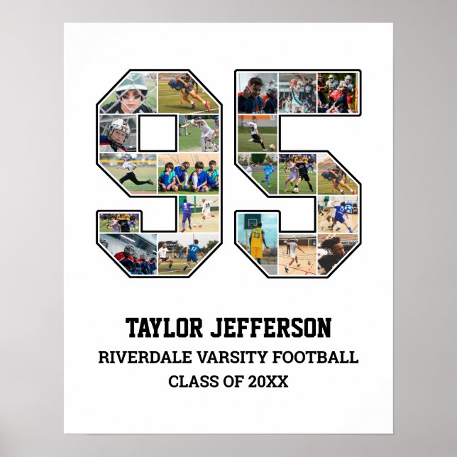 Spelarnummer 95 Senior Sports Team Photo Collage Poster (Framsidan)