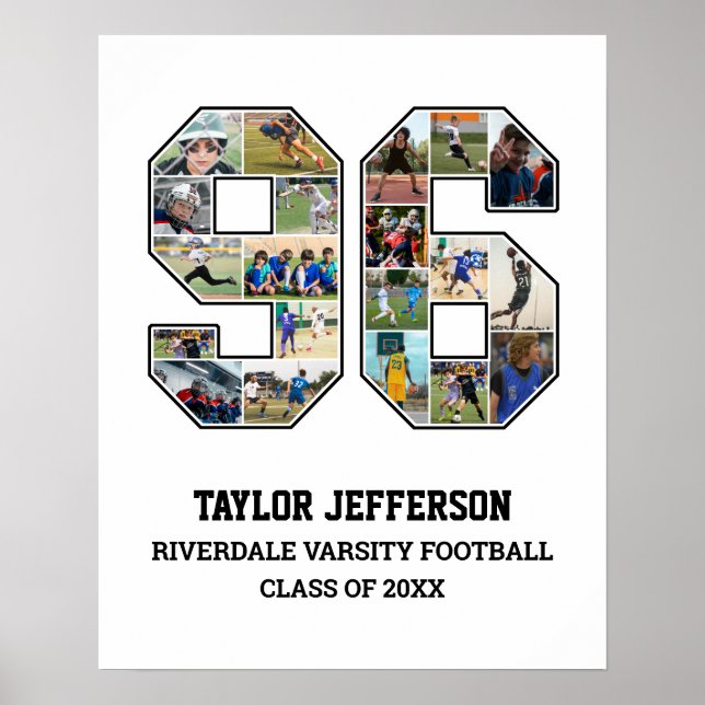 Spelarnummer 96 Senior Sports Team Photo Collage Poster (Framsidan)