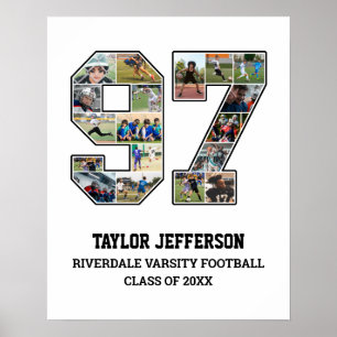 Spelarnummer 97 Senior Sports Team Photo Collage Poster