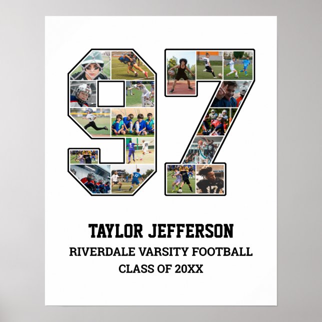 Spelarnummer 97 Senior Sports Team Photo Collage Poster (Framsidan)