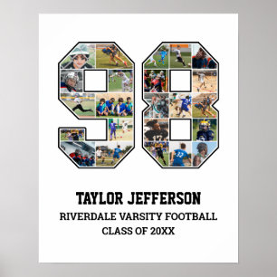 Spelarnummer 98 Senior Sports Team Photo Collage Poster