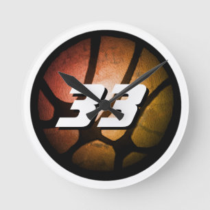 Spelarnummer för Metallisk Orange Basketball Boll Rund Klocka