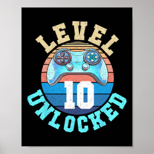 Spelarpojknivå 10 Olåst videospel 10:e födelsetal Poster