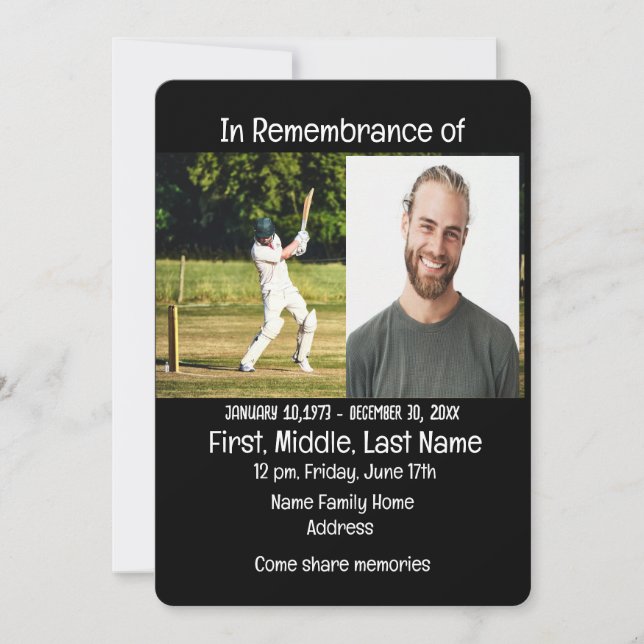 Spelarspel för Memorial Service Inbjudan Cricket P (Framsida)