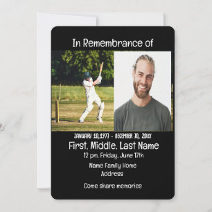 Spelarspel för Memorial Service Inbjudan Cricket P