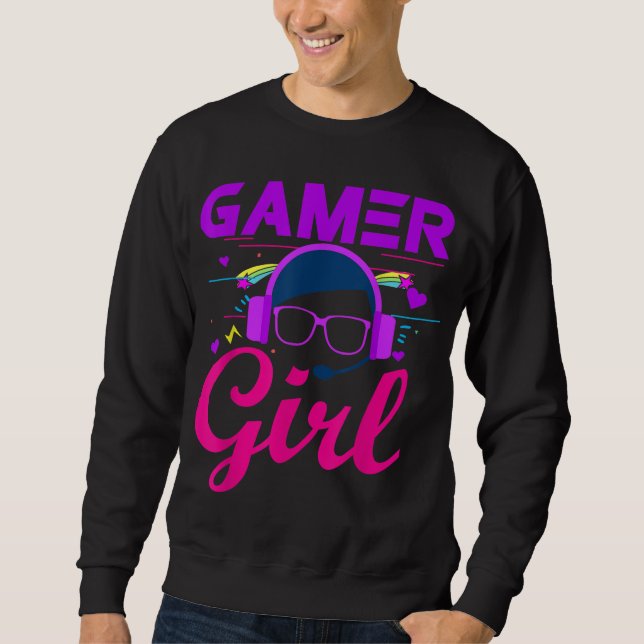 Spelarspel för spel för spelspelare (Gamer Girl Cu Lång Ärmad Tröja (Framsida)
