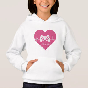 Spelarspel i Kärlek Rosa Heart Joystick Console T Shirt