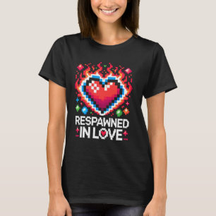 Spelarspel i Romantik Heart Pixel Art-spel P T Shirt