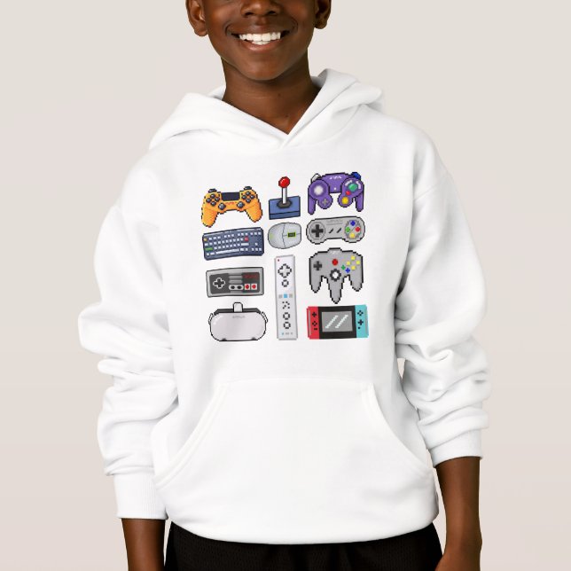 Spelarungar Pixel Art-spelstyrenheter spelarspel T Shirt (Framsida)