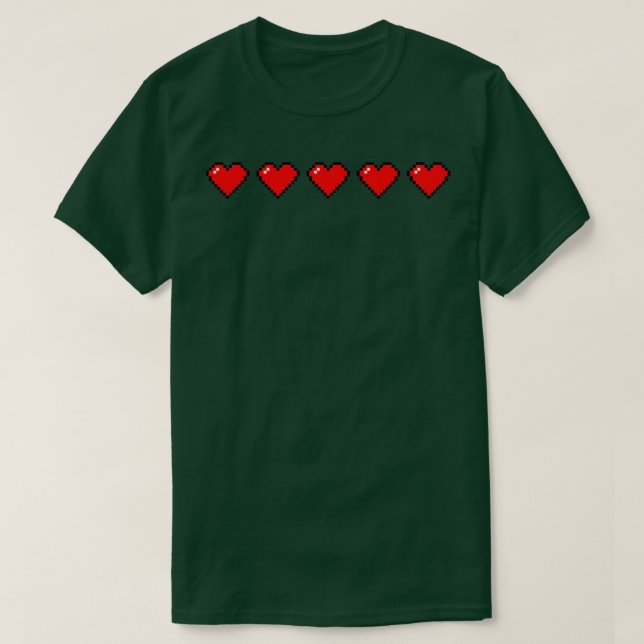 Spelarvideospel Älskare Pixel Hearts T Shirt (Design framsida)