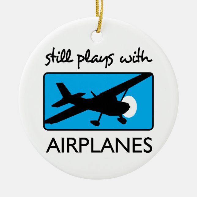 Spelas fortfarande med flygplan julgransprydnad keramik (Framsidan)