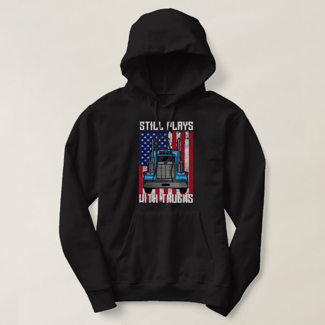 Spelas fortfarande med Lastbilar Semi Lastbil-meka Hoodie (Design framsida)