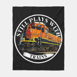 Spelas fortfarande med Tåg Orange Black Diesel Tåg Fleecefilt