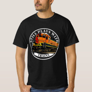Spelas fortfarande med Tåg Orange Black Diesel Tåg T Shirt