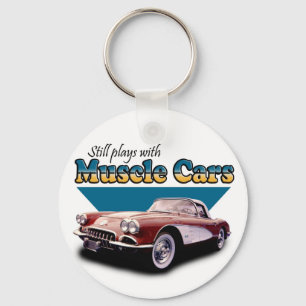 Spelas med muskelbilar nyckelring