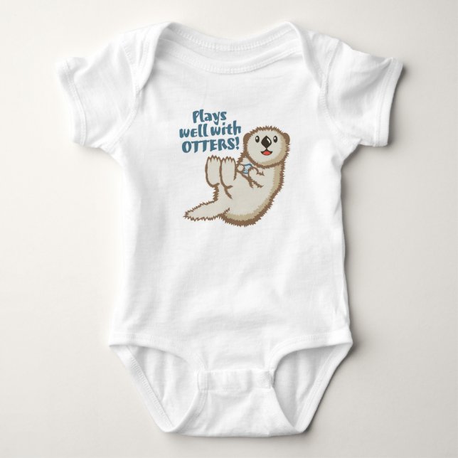 Spelas väl med otters-baddräkt tee shirt (Framsida)