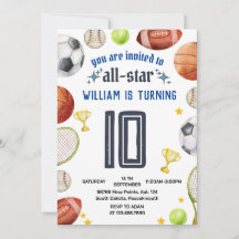 Spelblåa pojkar Sports 9:e födelsedagsinbjudan