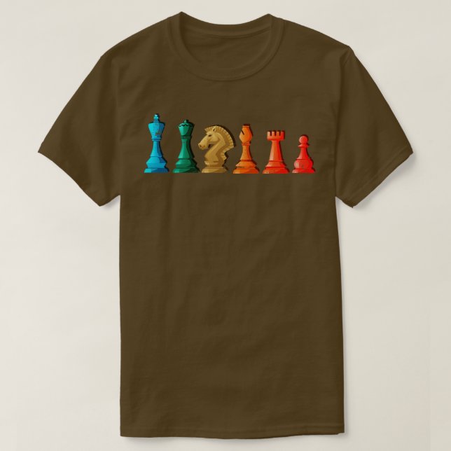 Spelchess för Figurer-kort för Retro Chess T Shirt (Design framsida)