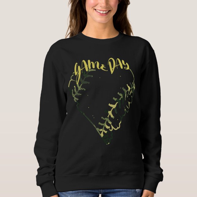 Speldag Camo Softball Heart Softball Baseball Fläk T Shirt (Framsida)