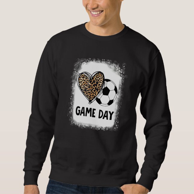 Speldag Fotboll Dekorationer Leopard Heart Ocer m Lång Ärmad Tröja (Framsida)
