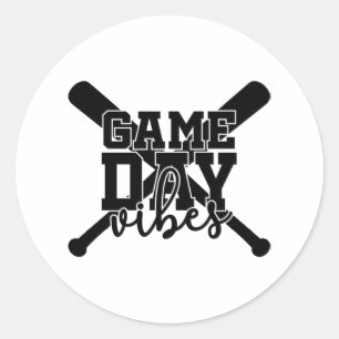 Speldag Vibes Baseball Skriv ut Runt Klistermärke