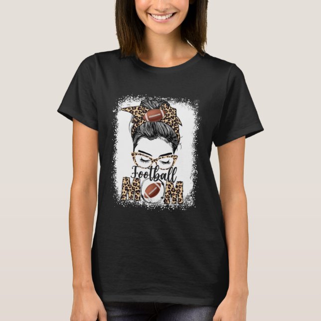Speldagen i fotboll Mamma Messy Bun Leopard Mor D T Shirt (Framsida)