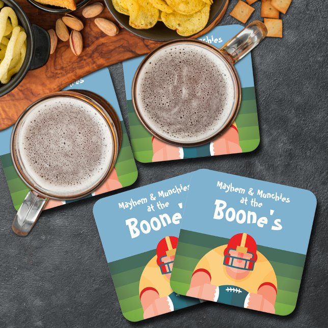 Speldagen i fotbollsspelaren Toppen Fläkt Underlägg Papper Kvadrat (Football Player Super Fan Game Day Square Paper Coasters)