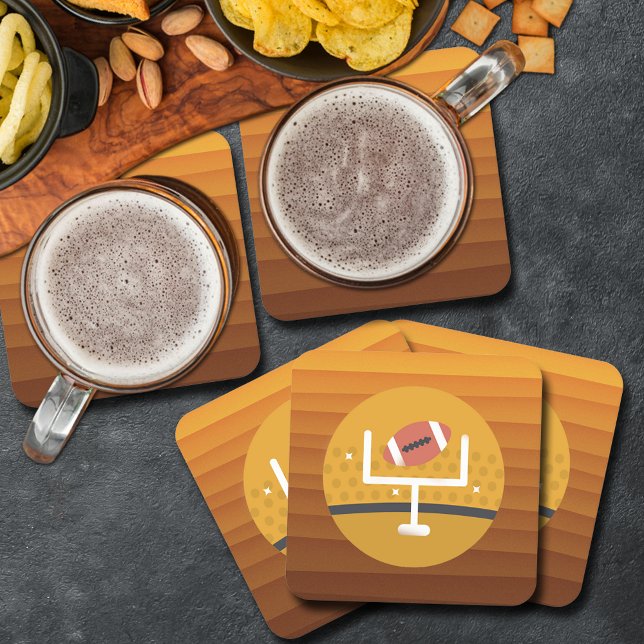 Speldagen i Upprätt Toppen Fläkt Underlägg Papper Kvadrat (Football Upright Super Fan Game Day Square Paper Coasters)