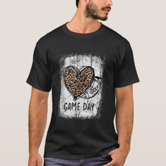 Speldagen med Leopard Heart Football Älskare Mamma T Shirt