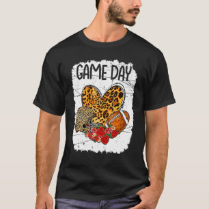 Speldagen med Leopard Heart Football Mamma blekt T Shirt