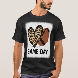 Speldagen med Leopard Heart Football Mamma blekt T Shirt