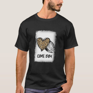 Speldagen Roligt med leopard Heart-fotboll Fläkt i T Shirt