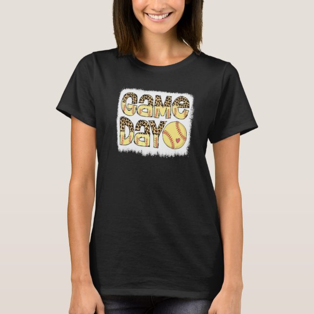 Speldagen Softball Game Day Cheetah Leopard Game D T Shirt (Framsida)