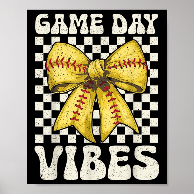 Speldagen Vibes Groovy Coquette Bow Softball Women Poster (Framsidan)