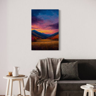 Speldagen - Vibrant Autumn Mountain Sunset Landsca Canvastryck