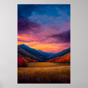 Speldagen - Vibrant Autumn Mountain Sunset Landsca Poster