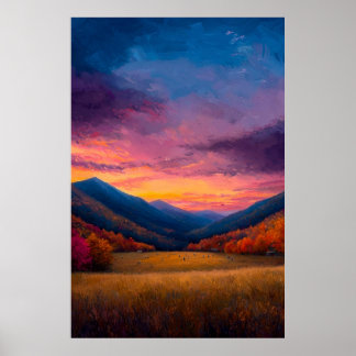 Speldagen - Vibrant Autumn Mountain Sunset Landsca Poster