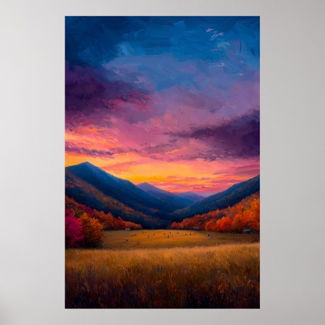 Speldagen - Vibrant Autumn Mountain Sunset Landsca Poster (Framsidan)