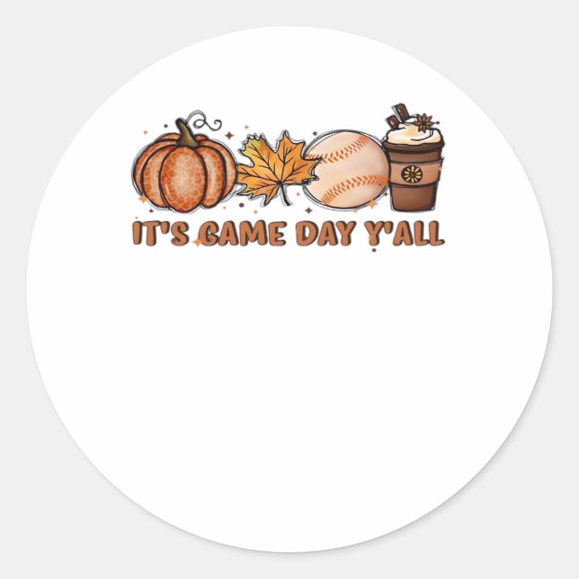 Speldagen Y'all, Fall Baseball Runt Klistermärke (Framsida)