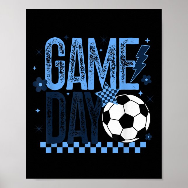 Speldagsfotsäsong Retro Light Blue - Kontrollerad Poster (Framsidan)