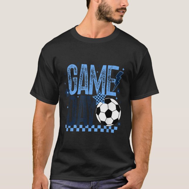 Speldagsfotsäsong Retro Light Blue - Kontrollerad T Shirt (Framsida)