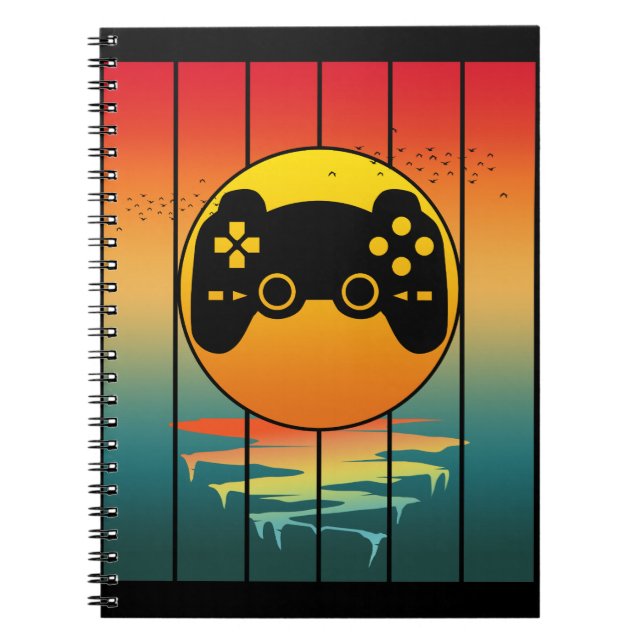 Speldatorspel i vintage Sunset Gamer Anteckningsbok (Framsidan)